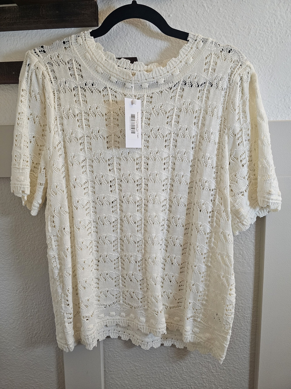 NWT Baltic Born Serenity Knit Sweater Top Cream Crochet Large